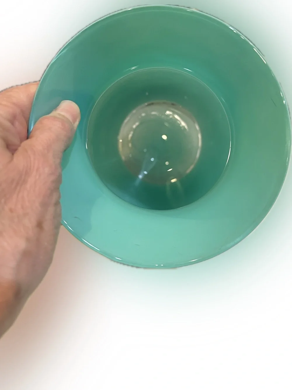 PAINTED GLASS TURQUOISE VASE CONTAINER FLOWERS STORAGE PARTY WEDDING DECOR 10.5”